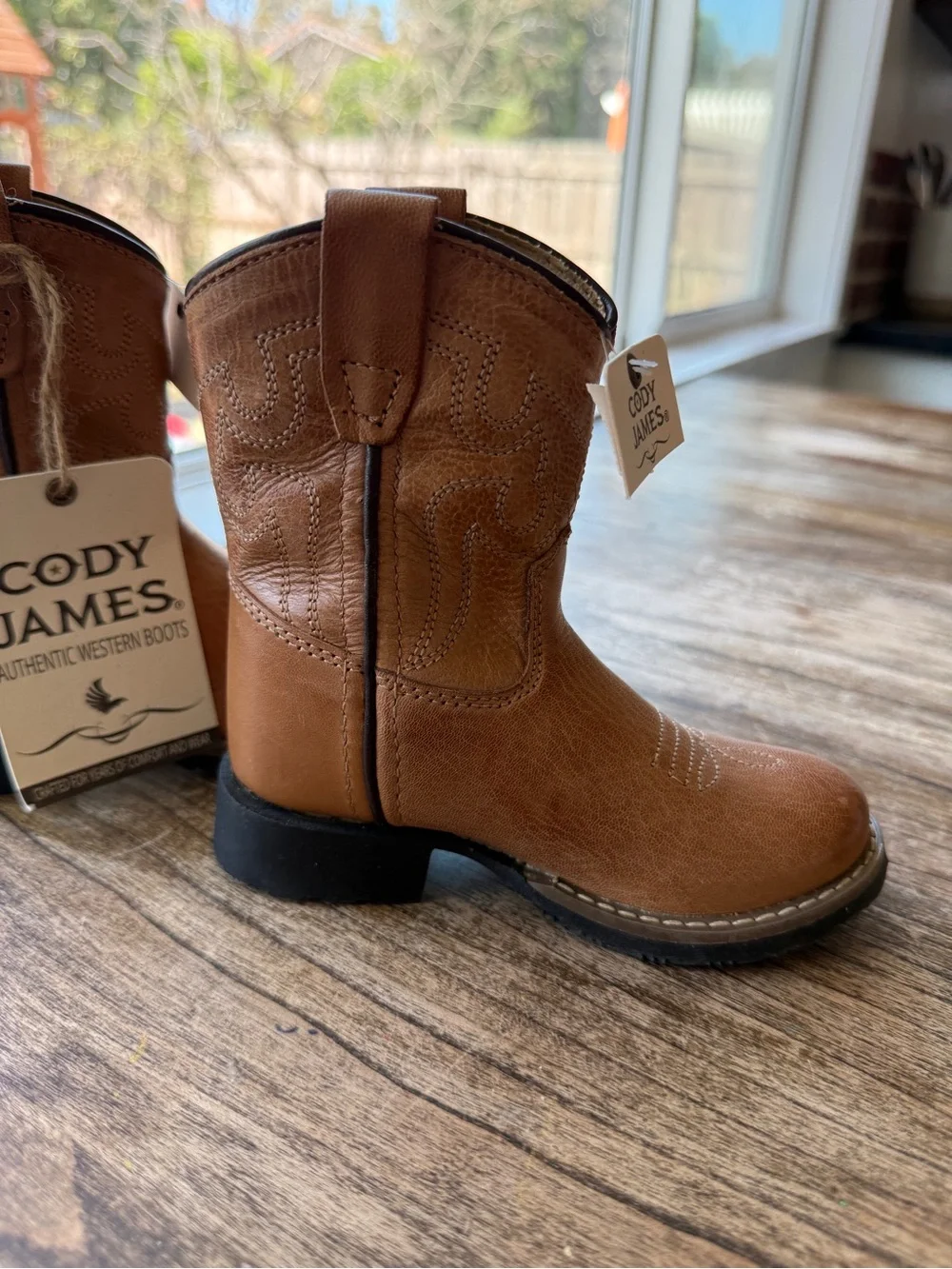 Cody James Chestnut Brown Toddler Western Cowboy Boots with Rubber Sole Size 5.5